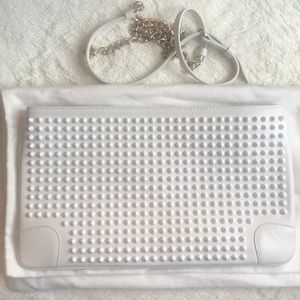 Christian Louboutin clutch SPIKED WHITE ON WHITE